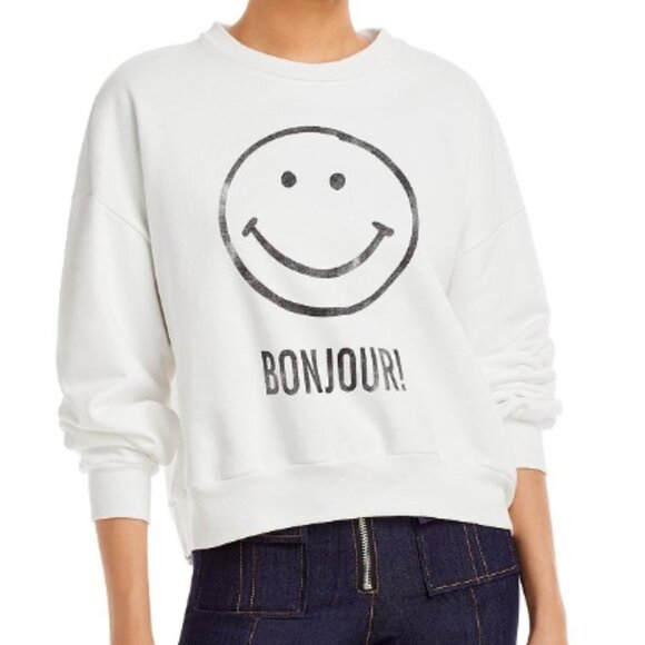 Cinq à Sept Bonjour Smiley Face Sweats à Sept Bonjour Smiley Face Sweatshirt - Picture 1 of 8